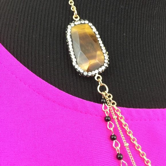 Tigers Eye Stone Three Strand Necklace - Picture 5 of 6